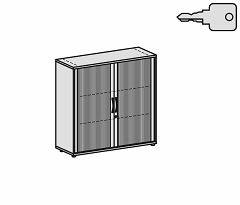 Querrollladenschrank Oberboden 25 mm, mit Standfen, abschliebar, 1200x425x1182, Silber/Ahorn