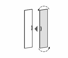 Flgeltr fr Korpusbreite 400 mm, links oder rechts verwendbar, inkl. Trdmpfer, nicht abschliebar, 5 Ordnerhhen, Lichtgrau