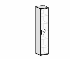 Flgeltrenschrank mit satinierter Glastr im Holzrahmen, mit Standfen, Griff links oder rechts, inkl. Trdmpfer, nicht abschliebar, 6 Ordnerhhen, Ahorn