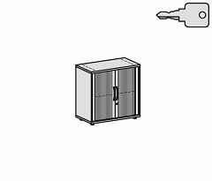 Querrollladenschrank Oberboden 25 mm, mit Standfen, abschliebar, 800x425x798, Silber/Ahorn