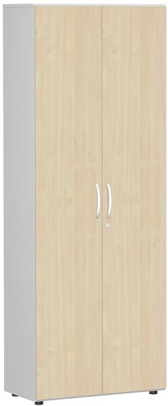 Flgeltrenschrank mit Standfen, inkl. Trdmpfer, abschliebar, 800x420x2160, Ahorn/Lichtgrau