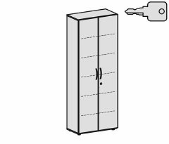 Flgeltrenschrank mit Standfen, inkl. Trdmpfer, abschliebar, 800x420x2160, Buche/Wei