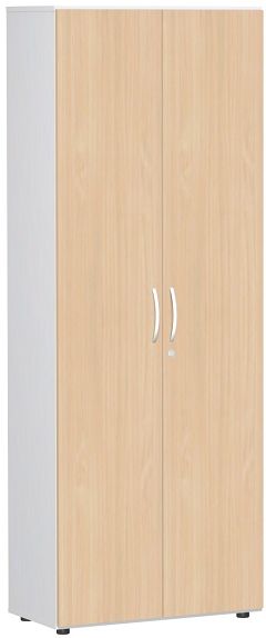 Garderobenschrank mit ausziehbarem Garderobenhalter, mit Standfen, inkl. Trdmpfer, abschliebar, 800x420x2160, Buche/Wei