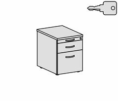 Rollcontainer Hngeregistratur und 1 Kunststoff-Schubfach, mit Utensilienschubfach, Metall-Rollschubfhrung, Zentralverriegelung, verdeckte Doppel-Lenkrollen, 438x600x565, Ahorn/Ahorn