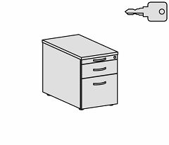 Rollcontainer Hngeregistratur und 1 Metall-Schubfach, mit Utensilienschubfach, Metall-Rollschubfhrung, Zentralverriegelung, verdeckte Doppel-Lenkrollen, 438x800x565, Buche/Buche