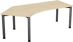 Schreibtisch 135 links hhenverstellbar, 2166x1130x680-800, Ahorn/Anthrazit