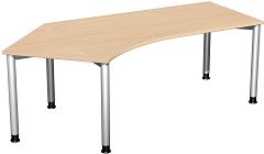 Schreibtisch 135 links hhenverstellbar, 2166x1130x680-800, Buche/Silber