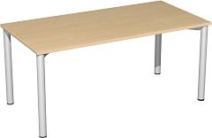 Konferenztisch Rundfu feste Hhe, 1600x800x720, Buche/Silber