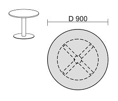 Konferenztisch Tellerfu, Kreisform, feste Hhe, D-900x720, Wei