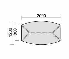 Konferenztisch Rundfu, Faform, feste Hhe, 2000x800-1200x720, Buche/Silber