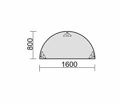 Konferenztisch Rundfu, Halbkreisform, feste Hhe, 1600x800x720, Wei/Silber