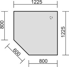 Verkettungsplatte Fnfeck 90 mit Sttzfu, mit Kabelfhrung, inkl. Verkettungsmaterial, hhenverstellbar, 1225x1225x680-800, Buche/Anthrazit