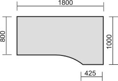 PC-Schreibtisch rechts hhenverstellbar, 1800x1000x680-820, Buche/Silber