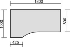 PC-Schreibtisch links feste Hhe, 1800x1000x720, Buche/Silber