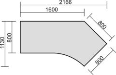 Schreibtisch 135 rechts feste Hhe, 2166x1130x720, Wei/Silber